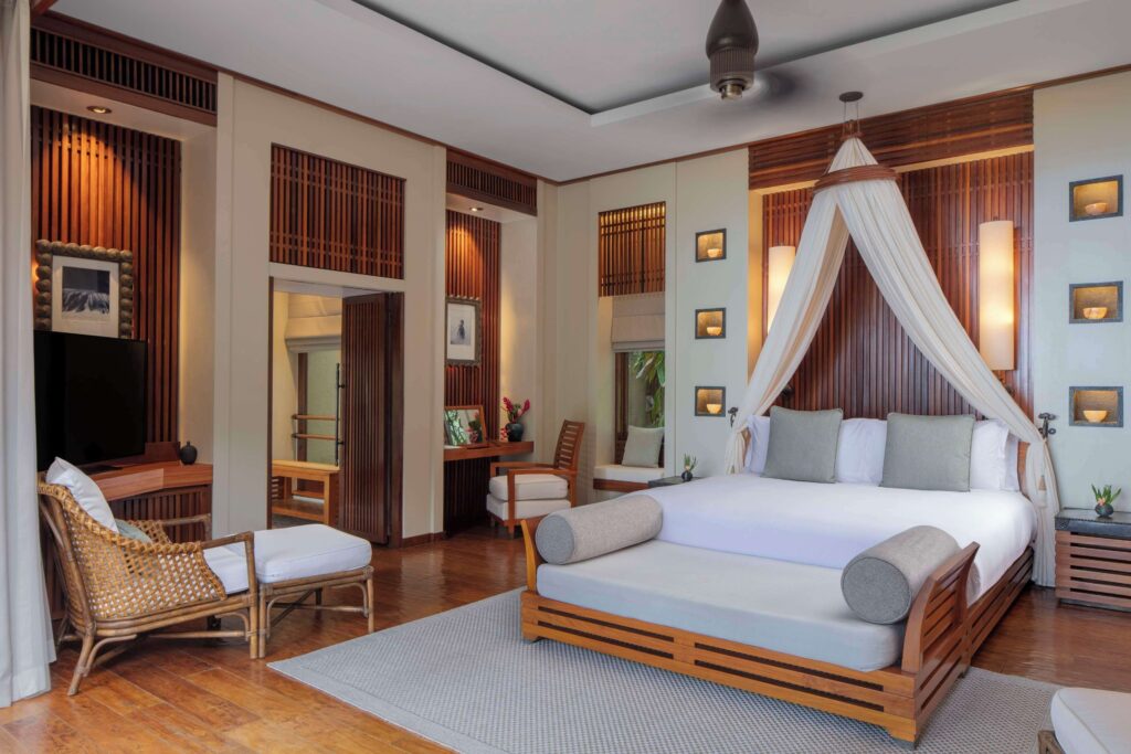 One of the luxurious suites at Anantara Maia Villas in the Seychelles