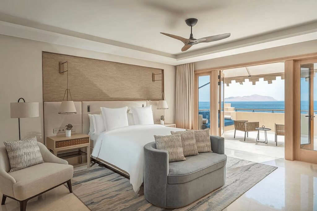 A luxurious room at the Four Seasons Sharm El Sheikh, one of the best eco-friendly resorts in Egypt