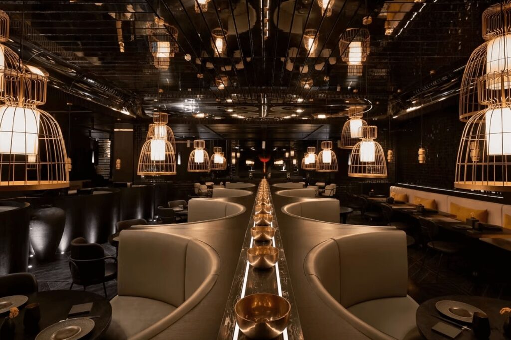 A sophisticated dining space at LUX* Grand Baie, one of the best eco-friendly resorts in Mauritius 