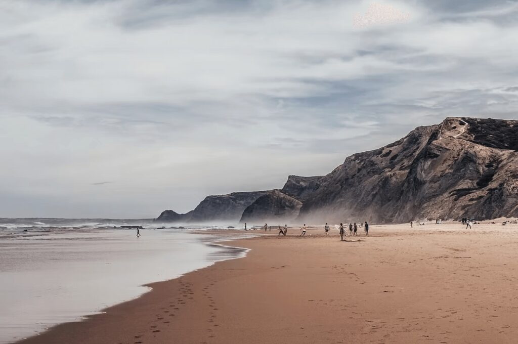 Best eco-hotels in Portugal for surfers: Cliffs back a popular surf beach in Portugal