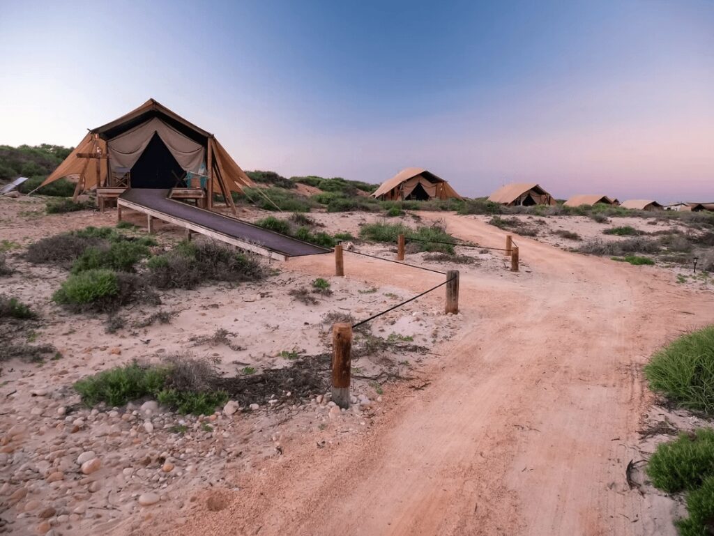 Luxurious tented suites at Sal Salis Ningaloo Reef, one of the best places to stay for diving Ningaloo 