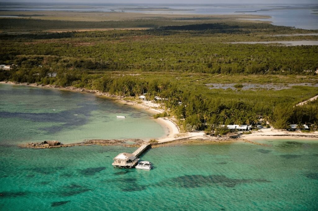 Best places to dive in the Caribbean: An elevated view of the Small Hope Bay Lodge in the Bahamas 
