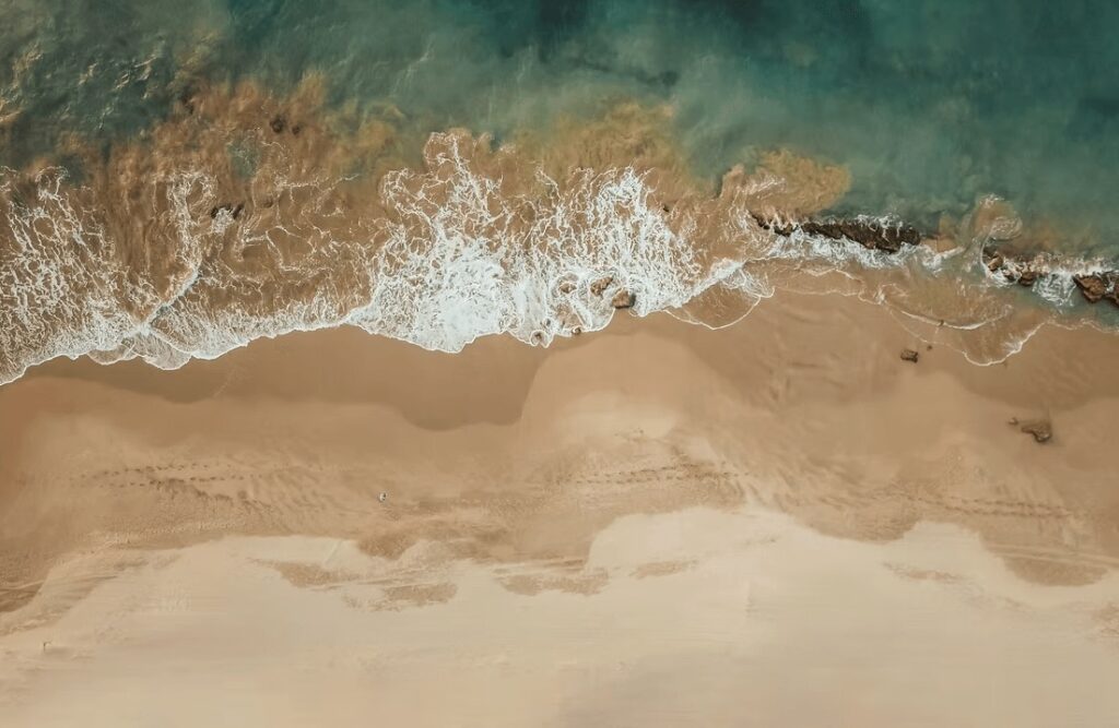 An aerial view of one of the best surf spots in Peru