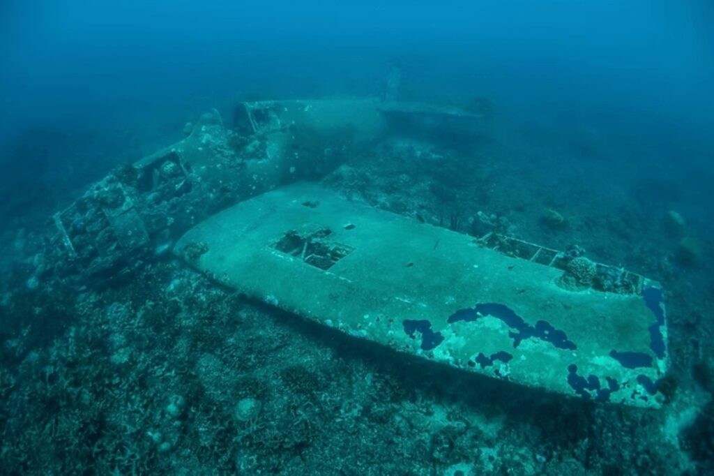 Best diving in the Solomon Islands: A sunken plane at one of the best wreck dive sites in the Solomon Islands
