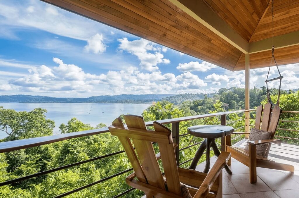 Eco lodges in Costa Rica for divers: A balcony with a view at the Drake Bay Getaway Resort
