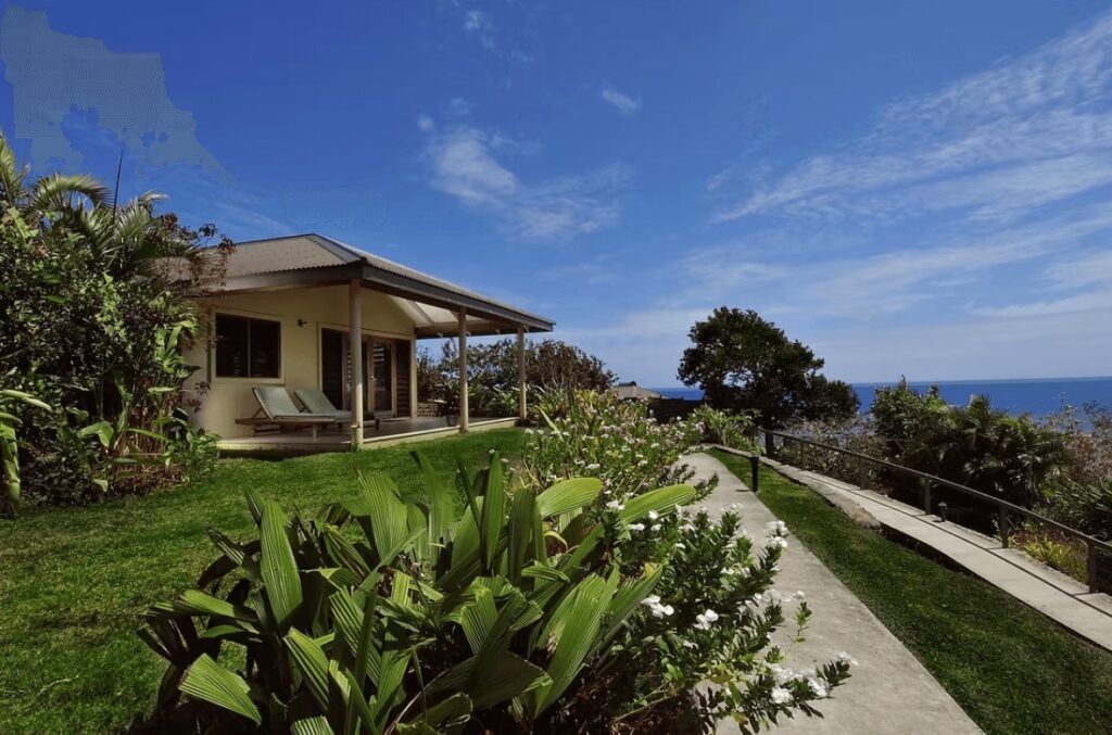 One of the oceanfront villas at the Volivoli Beach Resort in Fiji