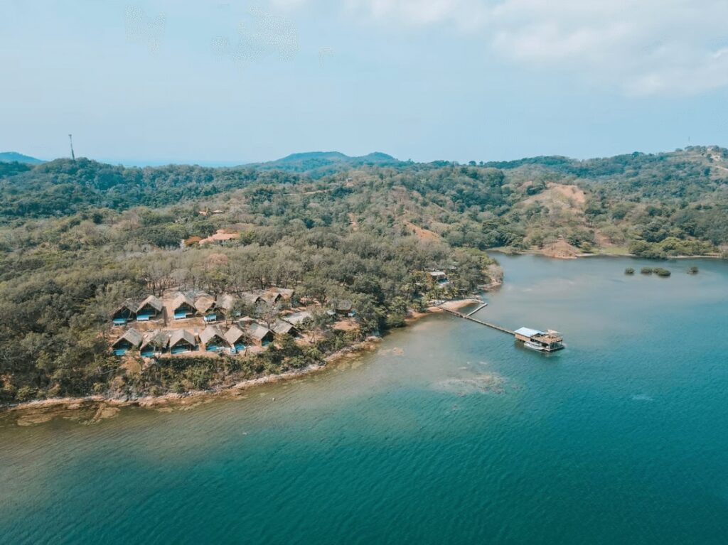 An aerial view of The Resort at Marble Hill, one of the best eco-friendly dive resorts in Roatan 