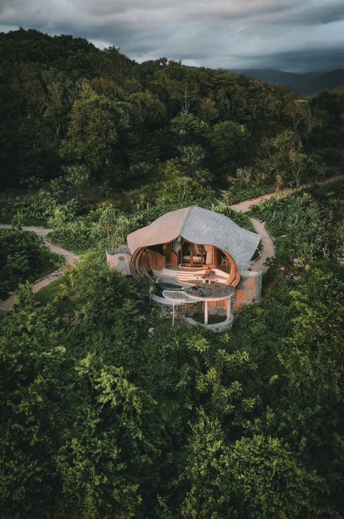 A bamboo villa at an eco-friendly resort in Sumbawa