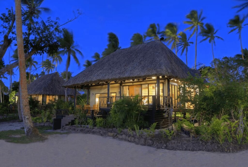 One of the luxurious villas at the Jean-Michel Cousteau Resort, an eco-friendly hotel in Fiji 