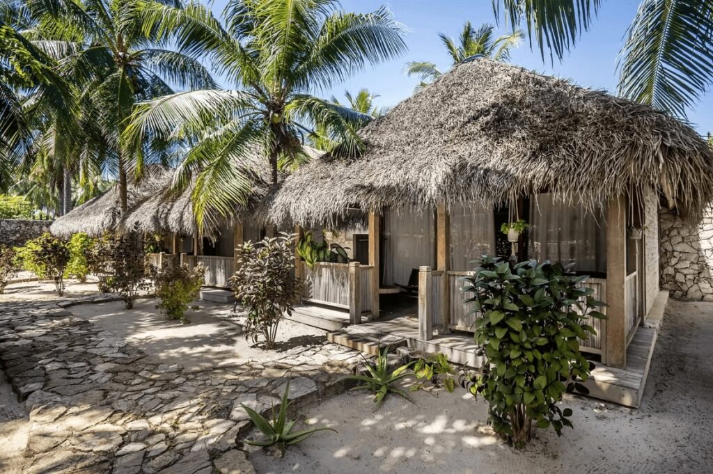 A row of sustainably built bungalows at Seed Resort on Rote Island 