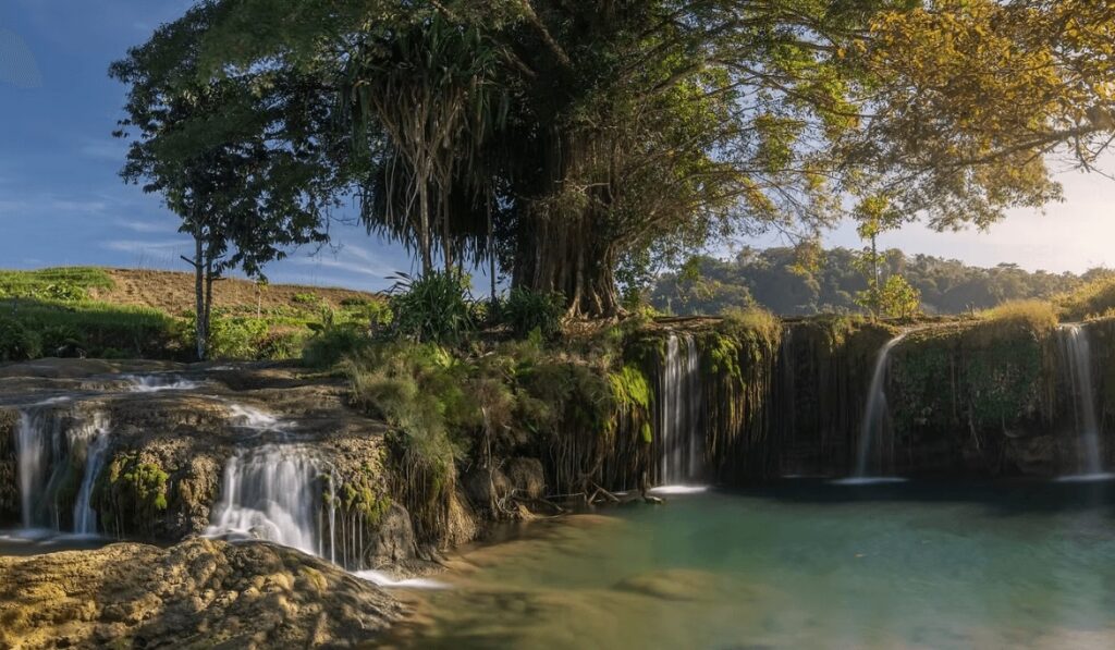Hiking to waterfalls is a great way to spend lay days at Cap Karoso Sumba 