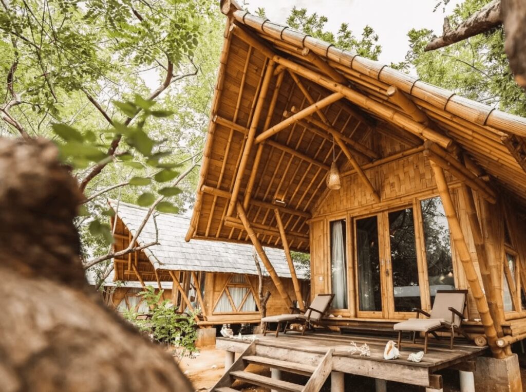 One of the bamboo bungalows at The Seraya, an eco-resort in Komodo Islands 