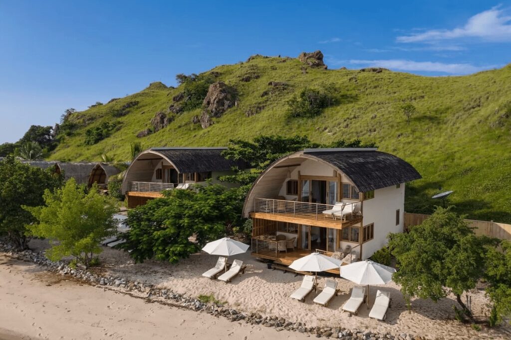 The sustainably built bungalows at Komodo Resort in Indonesia 