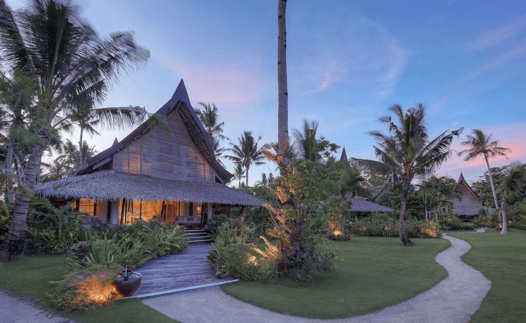 Paths lead between the luxurious villas at Nay Palad Hideaway, a luxury eco-resort in Siargao