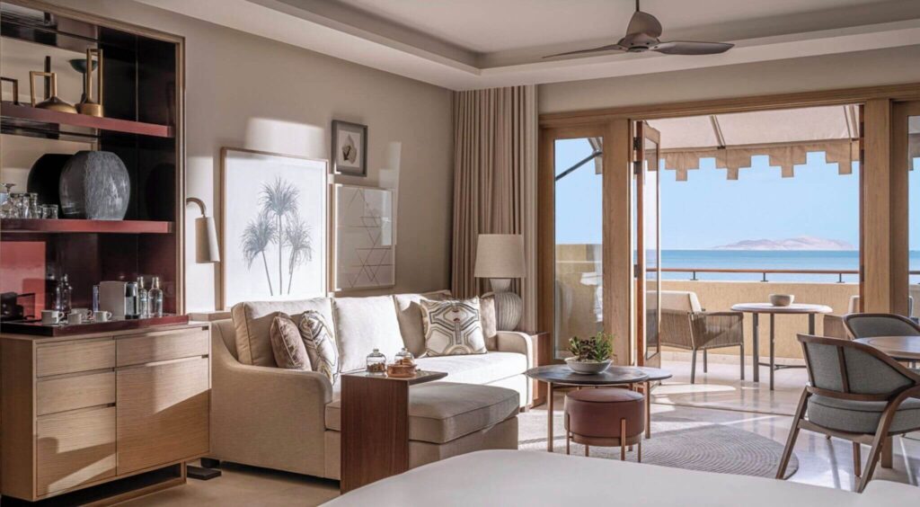 Views across the Red Sea from a suite at the Four Seasons Sharm El Sheikh
