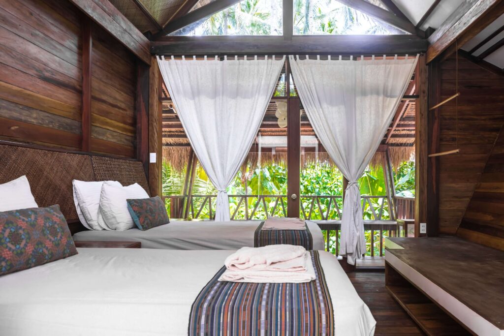 A private twin room at Harana Surf Resort in Siargao