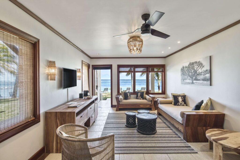 Inside one of the beachfront suites at Heritage Awali Golf & Spa Resort