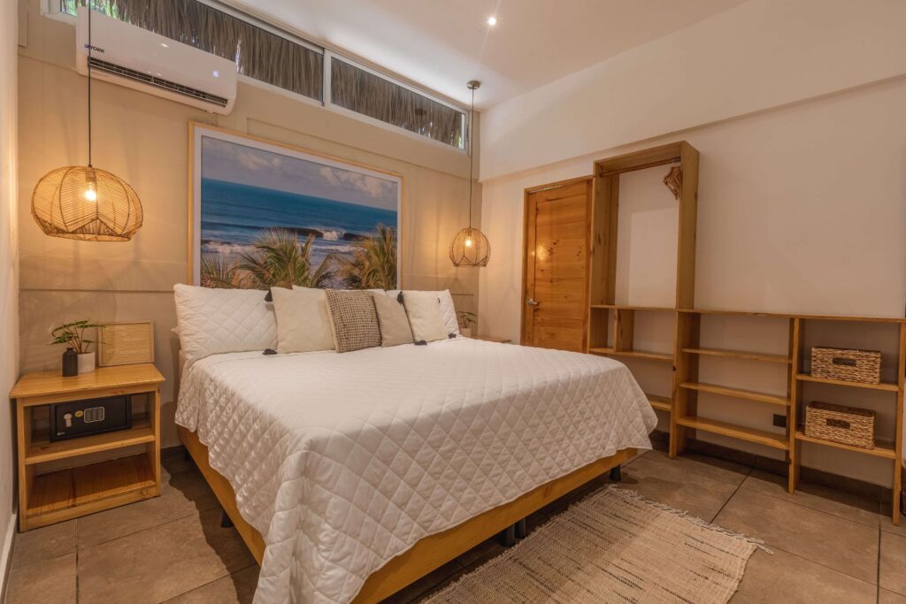 Inside one of the rooms at Hotel Michanti - a sustainable surf hotel in El Salvador