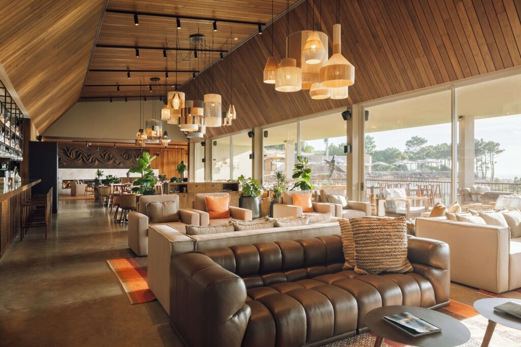A stylish lounge at the Immerso - a boutique hotel in Ericeira for surfers