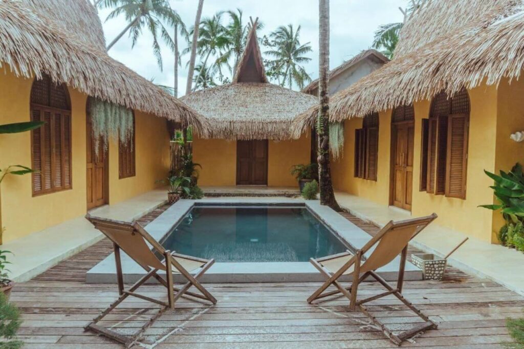A private plunge pool at Inara - a sustainable hotel in Siargao