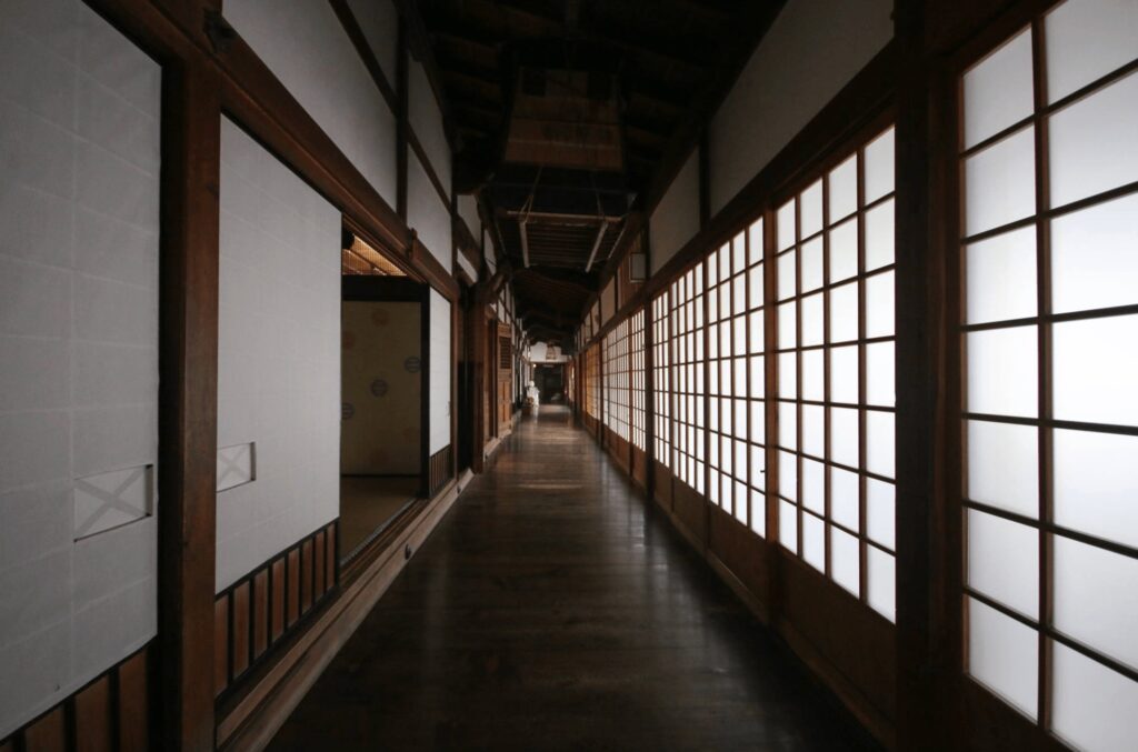 A hallway inside a Buddhist monastery in Japan