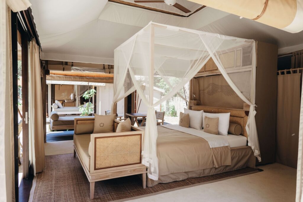 Inside one of the tented suites at Java Jiwa G-Land