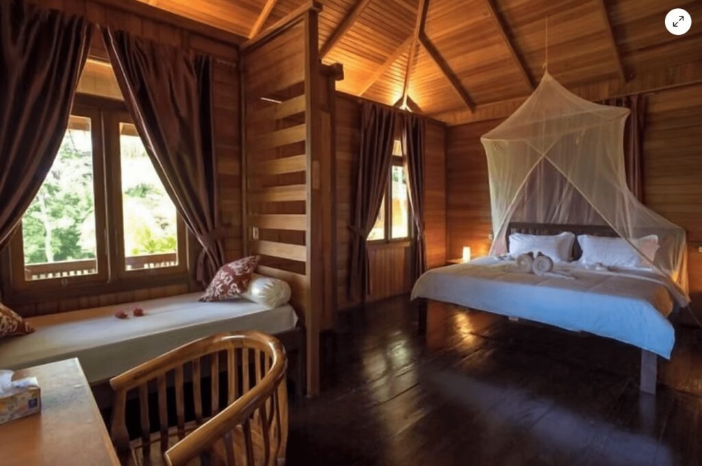One of the Minahasa-inspired bungalows at K2 Lembeh Dive Resort in Sulawesi 