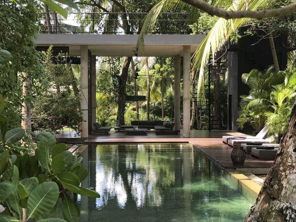 A natural swimming pool at Kaju Green - a sustainably run hotel in Unawatuna, Sri Lanka