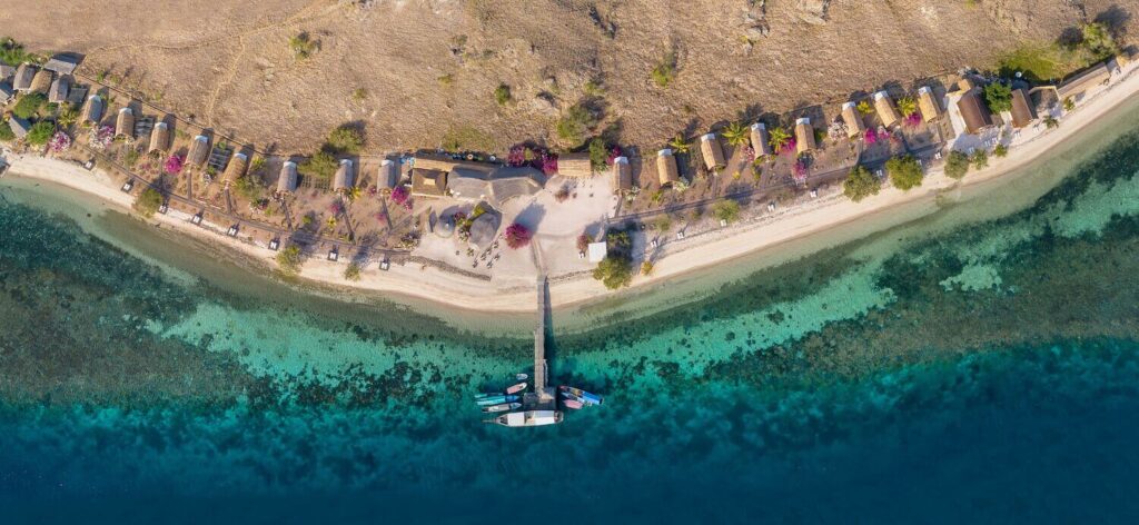 A bird's eye view of Komodo Resort - an eco-friendly place to stay in the Komodo Islands