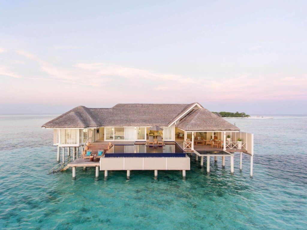 One of the stunning overwater villas at LUX* South Ari Atoll