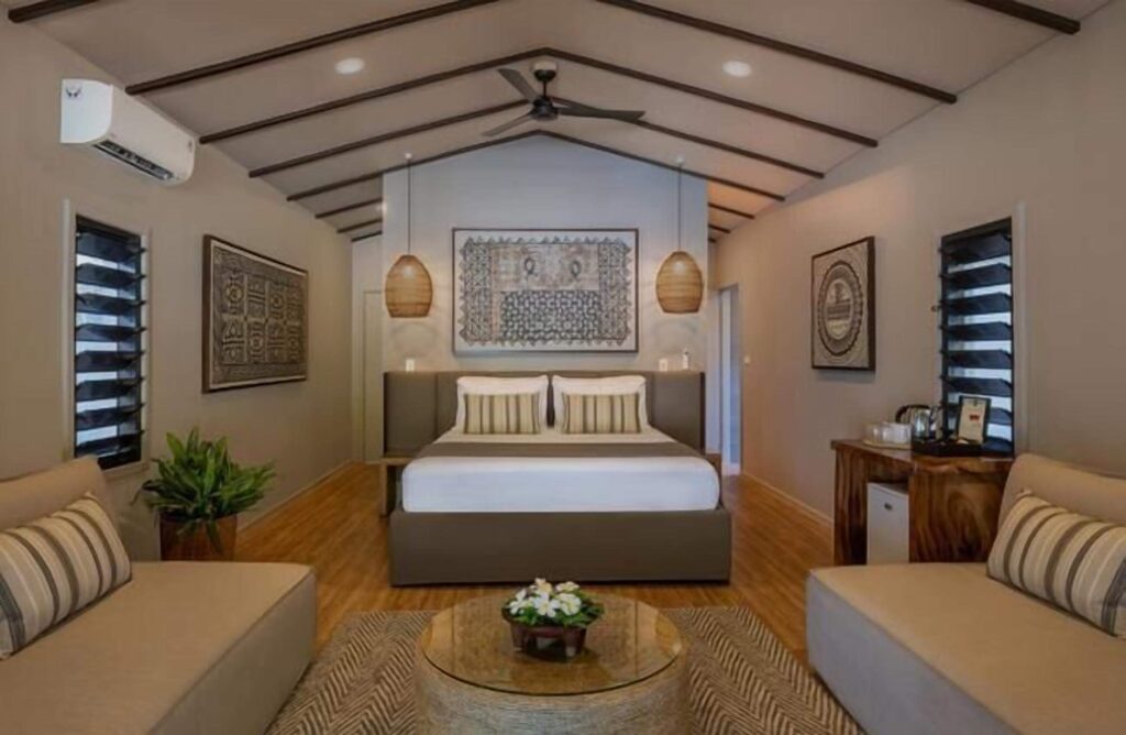 Inside one of the luxury villas at Mantaray Island Resort in Fiji