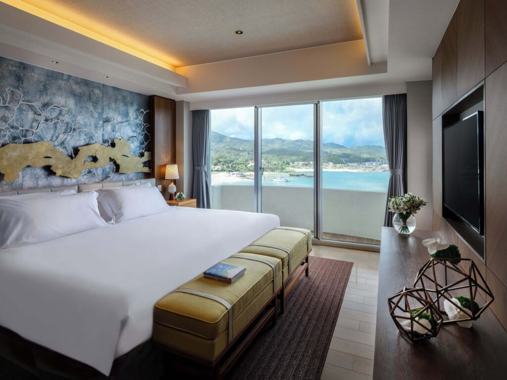 Ocean views from one of the rooms at the ANA Intercontinental Manza Beach Resort in Okinawa