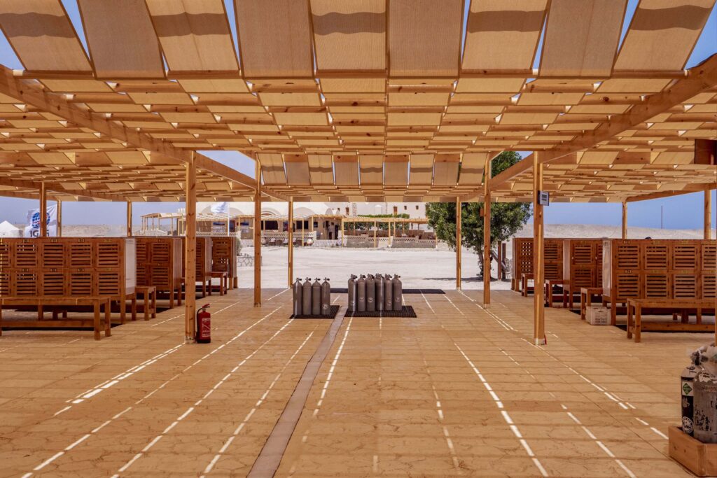 The spacious dive facility at Marsa Nakari Village - a sustainable resort on the Red Sea