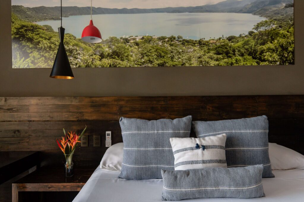 Photographs of El Salvador's natural landscapes decorate the rooms at Palo Verde Sustainable Hotel in El Zonte