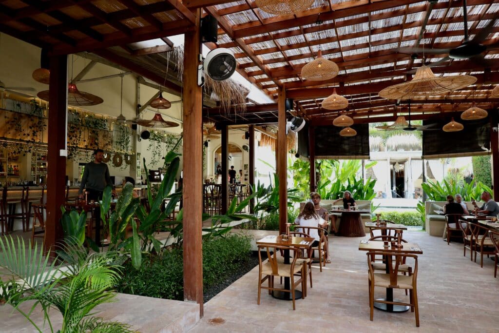 The open-air restaurant at Rascals in Kuta, Lombok