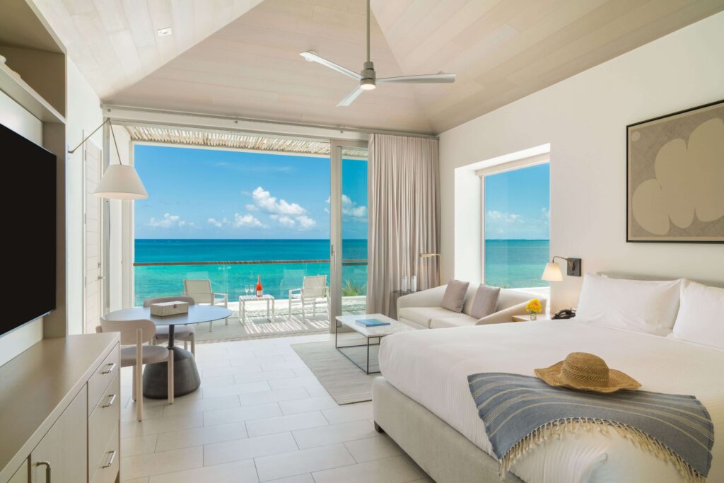 One of the seafront suites at Rock House in Providenciales