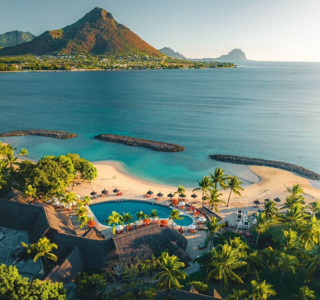 Elevated views across the eco-friendly Sand Suites Resort & Spa in Mauritius