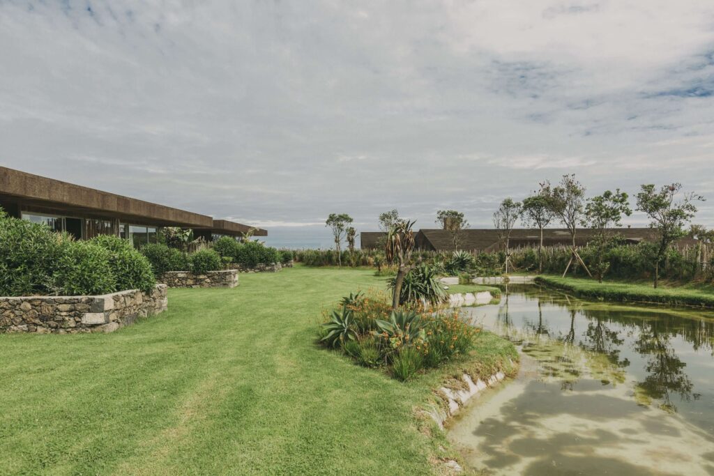 The landscaped gardens of Santa Barbara Eco-Beach Resort