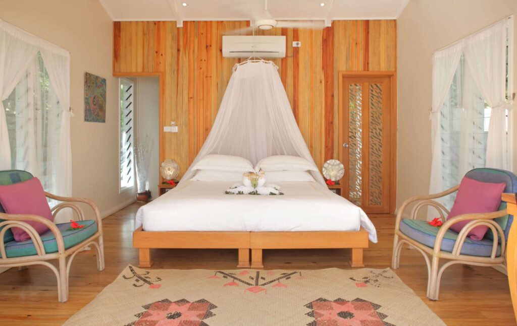 Inside one of the cottages at the Sau Bay Resort & Spa in Fiji