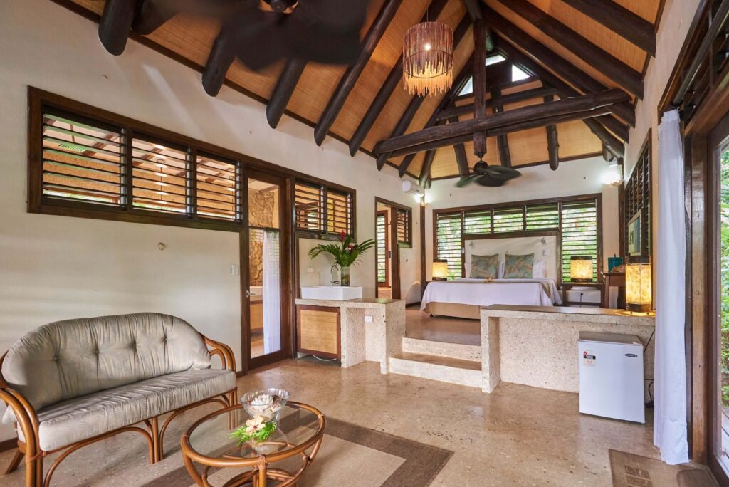 Inside one of the spacious villas at Savasi Island Resort in Fiji