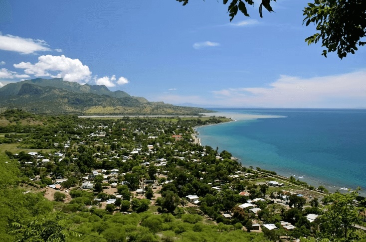 Scuba diving in East Timor: Views across Manatuto, a small city on the north coast of Timor-Leste