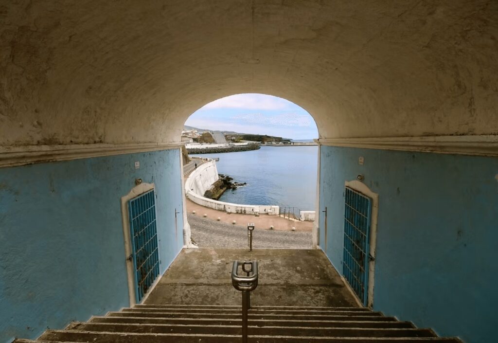 Steps leading down to the waterfront of Angra do Heroismo on Terceira Island