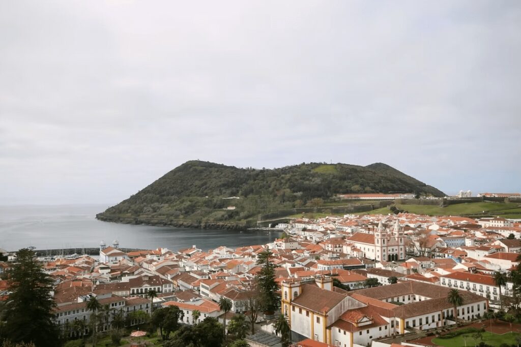 Best places to dive in the Azores Islands: Looking across the UNESCO-listed town of Angra do Heroismo 
