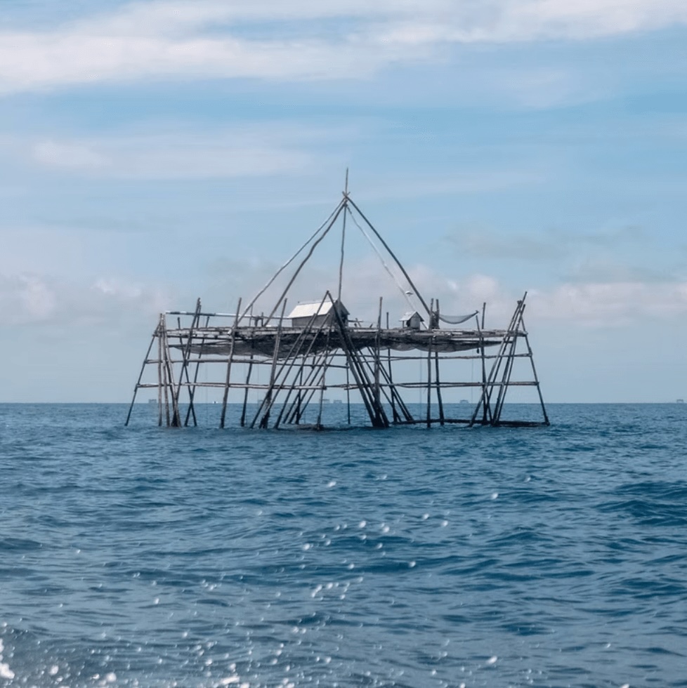 A traditional fishing platform in the Derawan Islands, Indonesia
