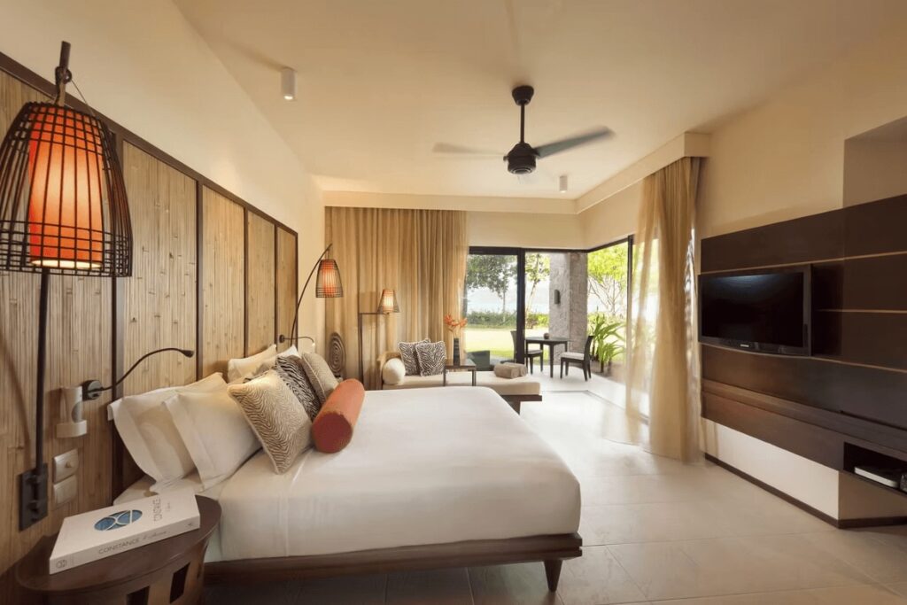 A luxurious suite at the eco-friendly Constance Ephelia in the Seychelles 