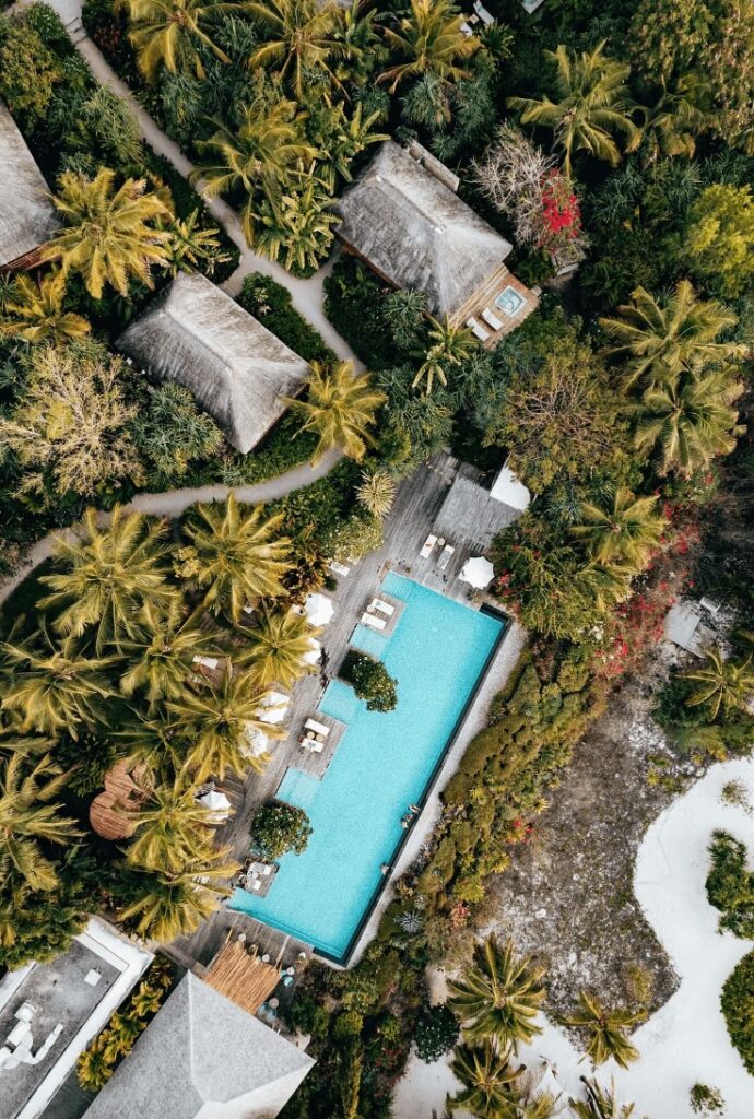 Scuba diving in Tanzania: An aerial view of a sustainable resort in Zanzibar