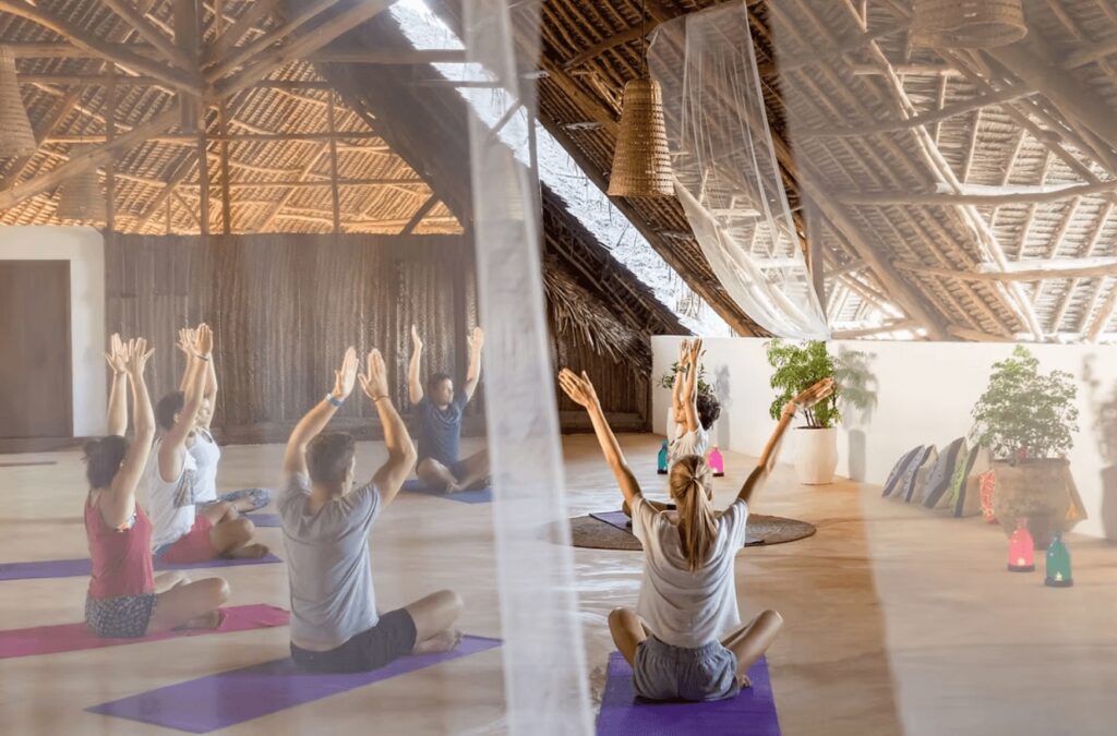 Scuba diving in Tanzania: A morning yoga class at the Zanzibar Queen Hotel