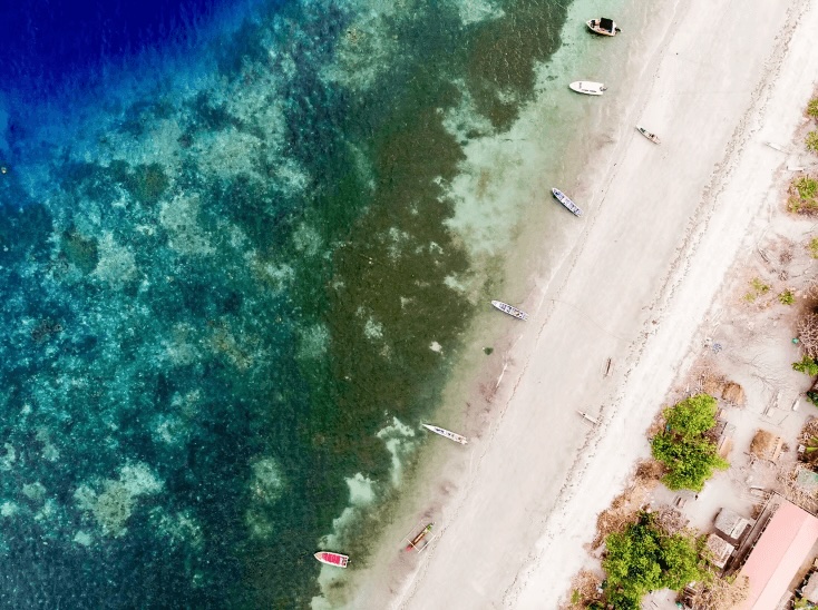 Scuba diving in East Timor: A bird's eye view of Beloi on the east coast of Atauro Island, Timor-Leste