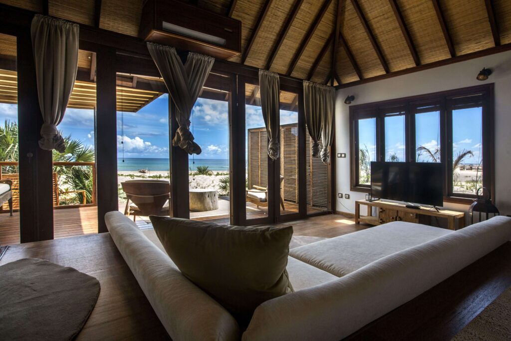 Views across the ocean from a spacious lounge at the Sentidos Beach Resort