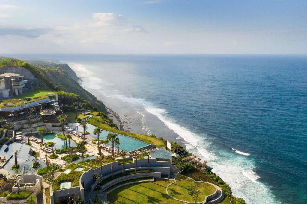 Ocean views from the swimming pool at Six Senses Uluwatu in Bali